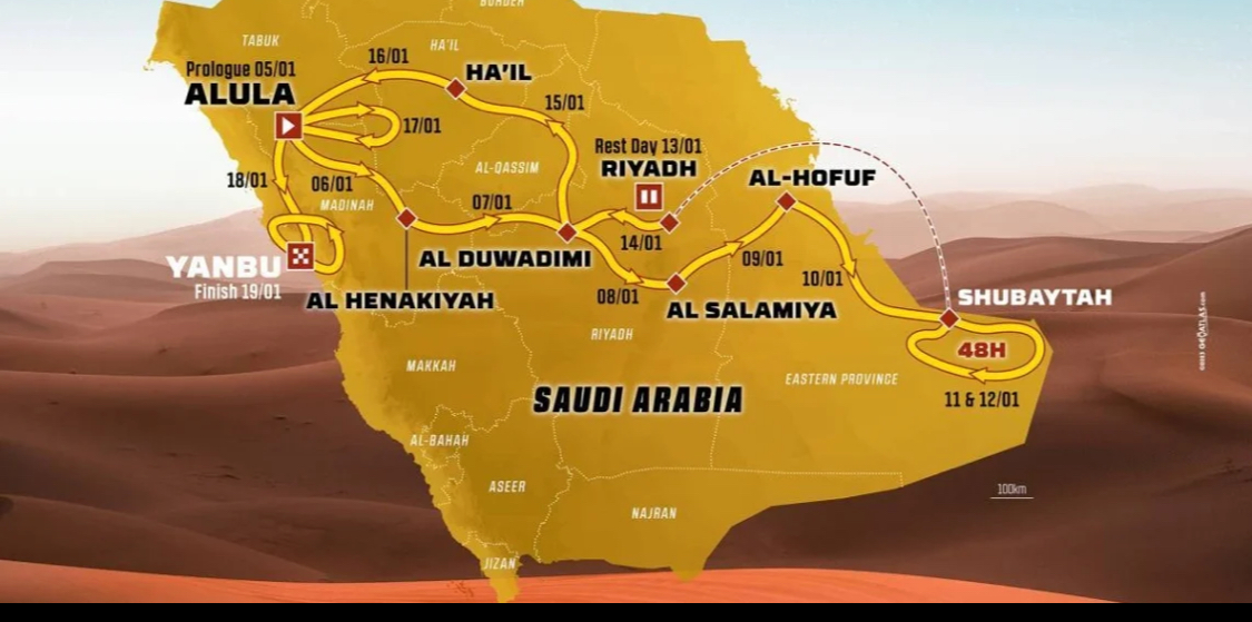 مسار رالي داكار 2024 انطلق من العلا وسينتهي في مدينة ينبع